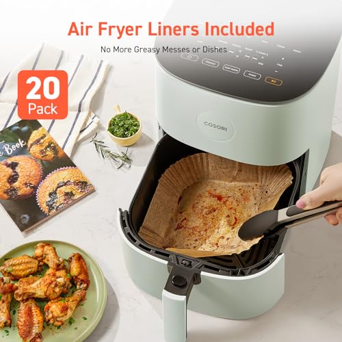 Image of COSORI Air Fryer Pro LE 5-Qt Airfryer, With 20PCS paper liners, 10 Functions that Dry, Bake, Roast &Preheat, Shake Reminder, Up to 450℉, 85% Oil less, Compact, 130+ Recipes, Dishwasher Safe, Green