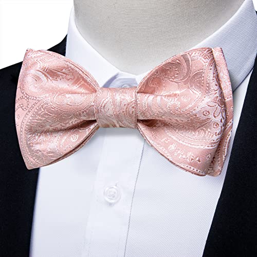 Image of DiBanGu Mens Silk Self Bow Tie Set 4PCS for Tuxedo Wedding