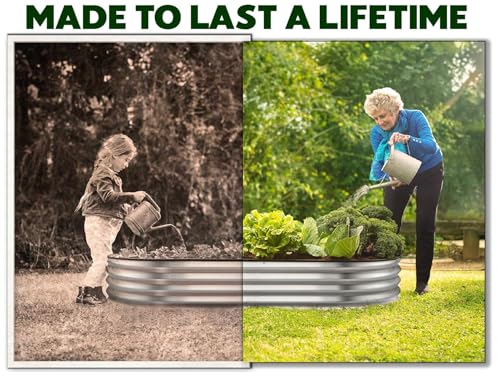 Galvanized-Raised-Garden-Beds-Outdoor-421-ft-Planter-Raised-Beds-for-Gardening-Vegetables-Flowers-Large-Metal-Garden-Box-Silver-Patented-Tool-Free-Design Galvanized Raised Garden Beds Outdoor 421 ft Planter Raised Beds for Gardening Vegetables Flowers Large Metal Garden Box Silver Patented Tool Free Design