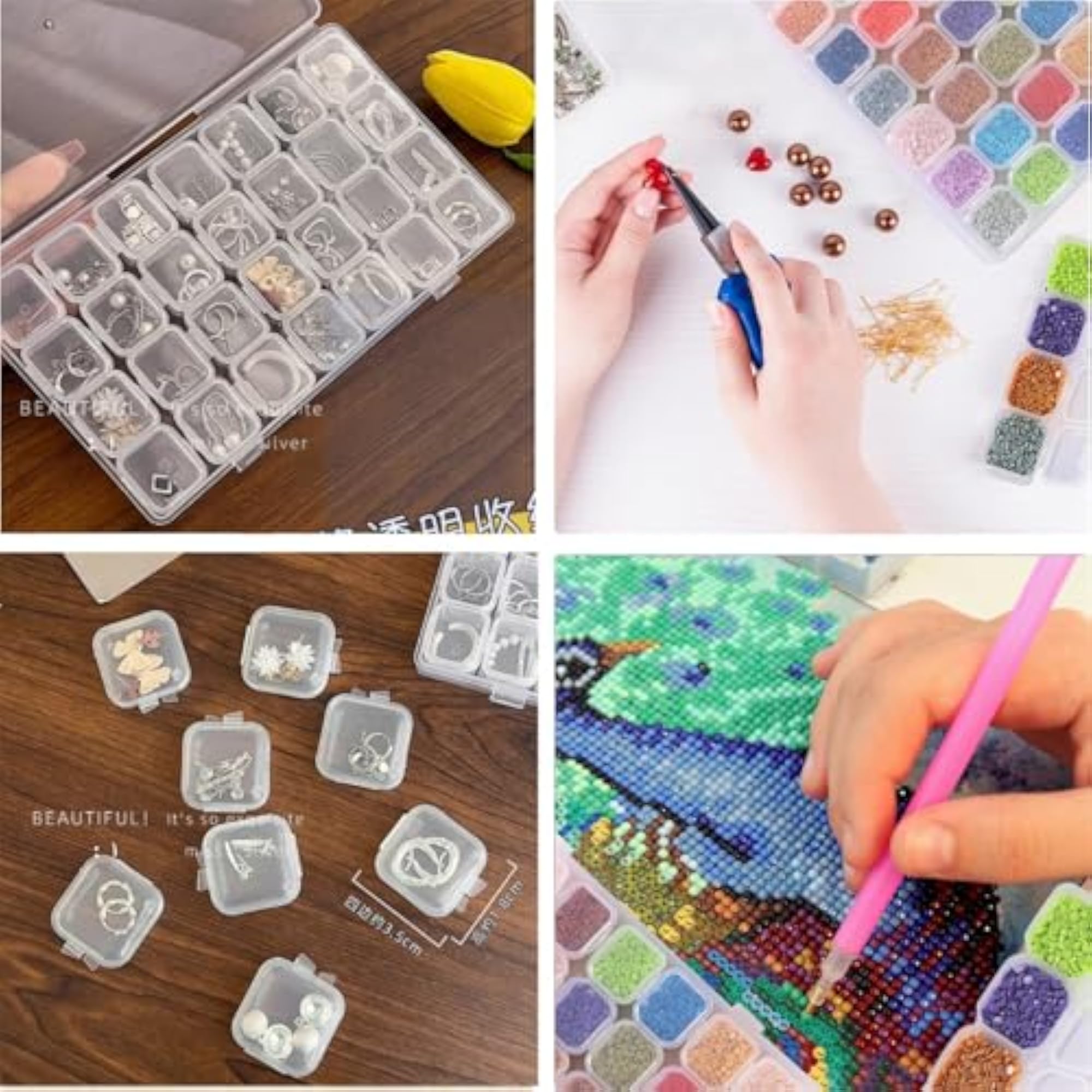 2 Pack 28 Grid Plastic Diamond Painting Organizer