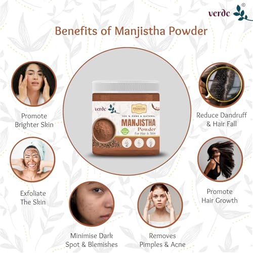 Image of 100% Pure & Natural Manjistha Powder for Face /Hair /Skin - Facepack for Clean and Glowing Skin - (100 GM)