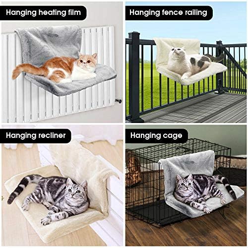 Rainberg® Cat Puppy Pet Dog Radiator Bed Warm Fleece Beds Basket Cradle Hammock | Keeps Pet Warm| Easy to install Grey