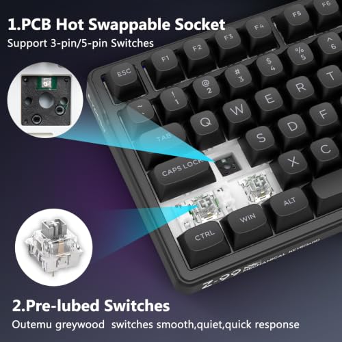 Image of HUO JI Z-99 Wired Mechanical Keyboard, Creamy Sound, RGB Backlit, Black