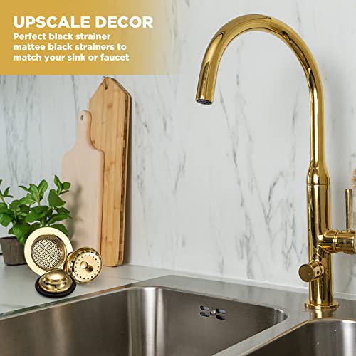 3 Pieces Kitchen Sink Stopper Strainer Garbage Disposal Plug, Stainless Steel Universal Anti-Clogging Kitchen Sink Filter Sieve Basket Strainer, Wide Rim For Kitchen Sink Drain (Light Gold) #TOP5