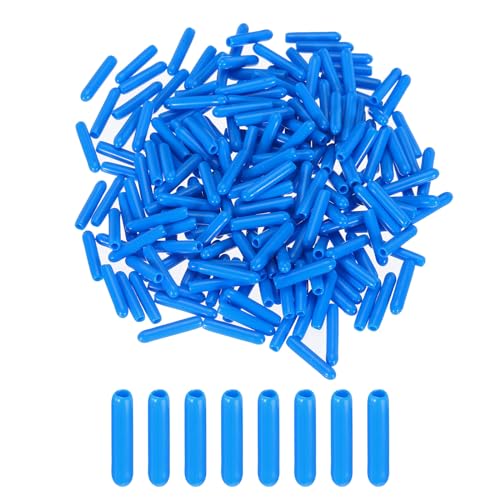 Image of MECCANIXITY 200pcs 2mm Rubber End Caps Cover PVC Vinyl Screw Thread Protector Round Wire Shelf Caps for Screw Bolt Pipe Fence Post, Light Blue