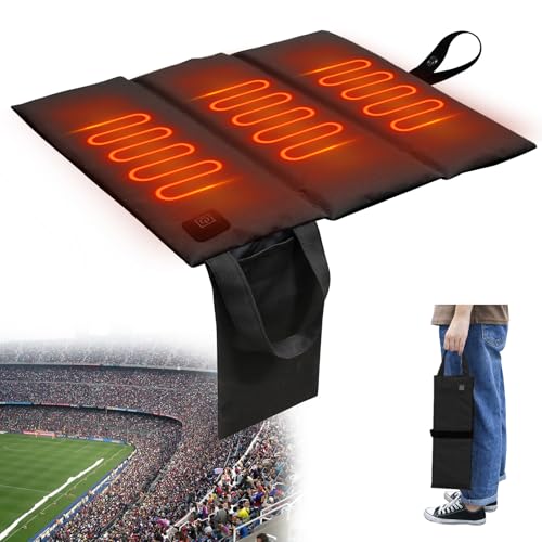 Beheiztes Sitzkissen, Tragbares USB Heizkissen 3 Heizstufen Heating Pad Schnelle Erwärmung Wärmekissen Elektrisch Heizkissen Rücken für Outdoor Bleicher, Camping, Angeln (Small)