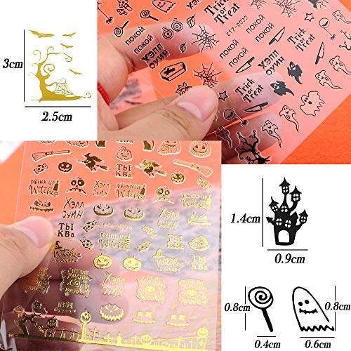 FLOFIA 12 Blatt Halloween Nagelsticker Selbstklebend Nagelaufkleber Nail Art Tipp Sticker Fingernägel Tattoo 3D Design… – Bild 4