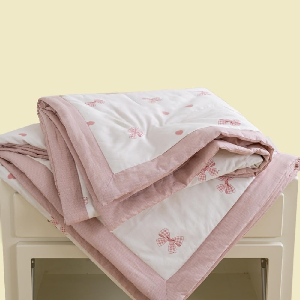 100% Cotone Trapuntino Copriletto Doppia Faccia Estivo Trapunta Leggera Fresco d'Estate Copriletto Trapuntato per Letto Singolo Letto Matrimoniale (Rosa Fiocco,150x200cm)