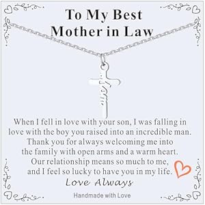 Custom4U Personalized Cross Name Necklace for Women Custom Nameplate Cross Pendant Necklace Customized Faith Jewelry Mother's Day Birthday Christian Religious Gift for Her 16 Inches D-Silver