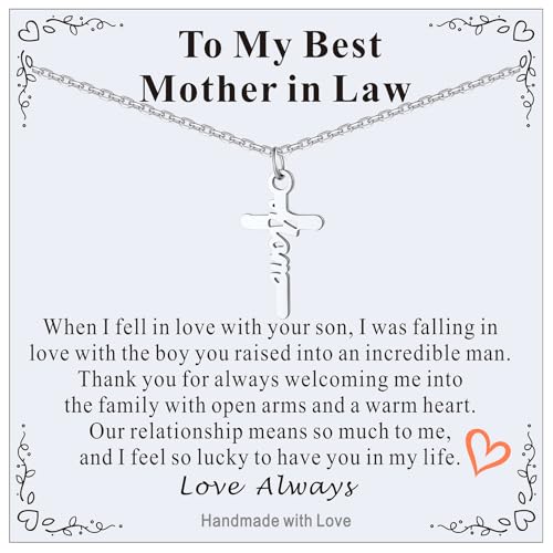 Custom4U Personalized Cross Name Necklace for Women Custom Nameplate Cross Pendant Necklace Customized Faith Jewelry Mother's Day Birthday Christian Religious Gift for Her 16 Inches D-Silver