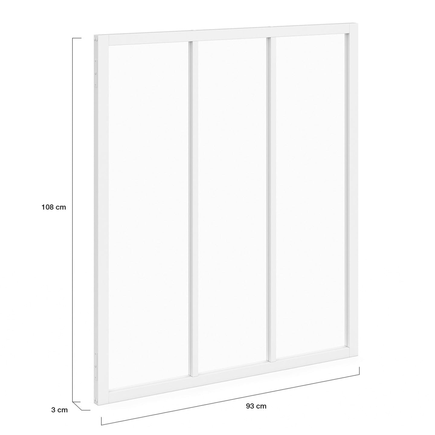 IDMarket - Verrière Atelier 3 vitrages L. 93 x H. 108 cm en métal Blanc et Verre trempé