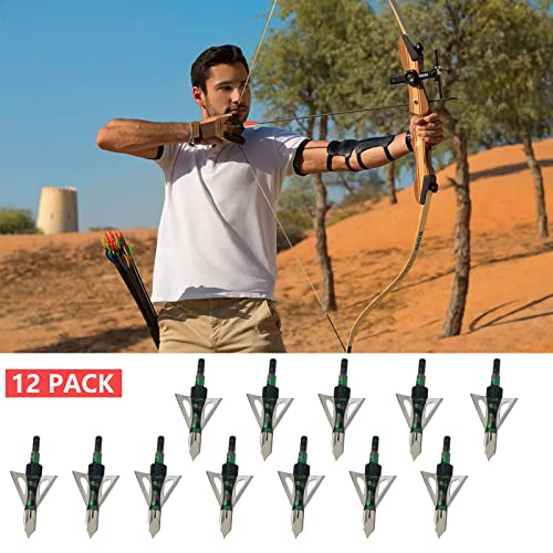 Leemui Archerybroadhead Hunting Broadheads100Grains Screw-In Arrow Archery3Bladeshuntingheadsarrowtips Compatible Withcrossbow Andcompoundbowcamouflage Colors Hunting Arrows (Camouflage Chase-12Pk) #TOP5