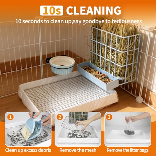 BESNEW 3 in 1 Rabbit Hay Feeder with Litter Box,Upgraded Metal Hay Rack & Litter Tray & Water Bowl,Quick Cleaning,Easy to Install,Bunny Supplies for Rabbit Guinea Pig Chinchilla Small Animals — view 2