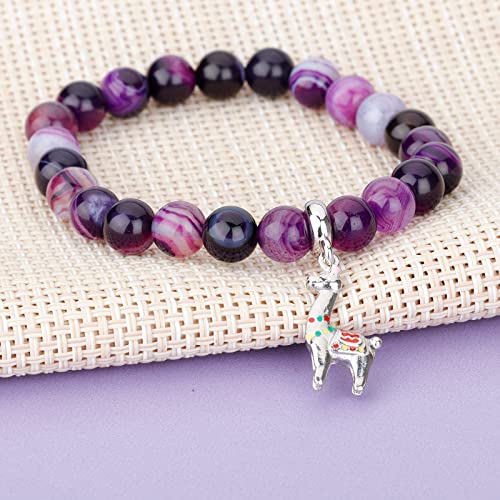 Llama Gifts for Women No Prob-Llama Bracelet,Purple Agate Beads Llama Charm,Llama Birthday Gift Alpaca Gifts for Llama Lovers3