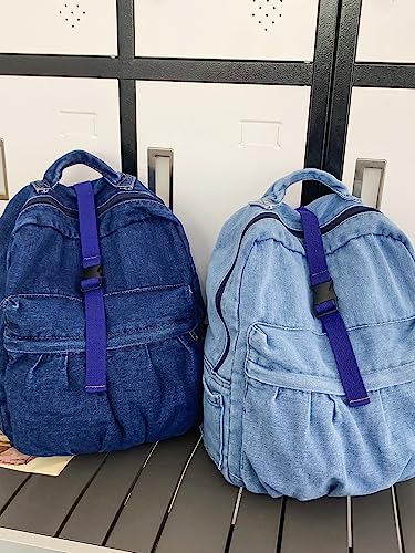 Image of MaxxCloud Vintage Denim Laptop Backpack Casual Canvas Daypack Handbag Purse Lightweight Rucksack Shoulder Bag