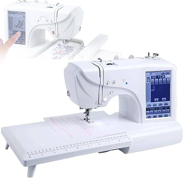Electric Embroidery Machine, Automatic Sewing Machine, 210 Built-in Letters and 30 Pattern Borders, with 4x4/4x9.2" Embroidery Area, and LCD Touch Screen, USB Port