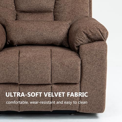 Image of 4 Motor Power Lift Recliner Chair for Elderly, 400LBS Big Man Oversized Lay Flat Recliner with Massage Heat, Zero Gravity Electric Lift Chair, Adjustable Headrest, 2 Cup Holders, Brown
