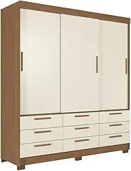 Guarda Roupas Casal 3 Portas 9 Gavetas Uraí Madeirado/Areia