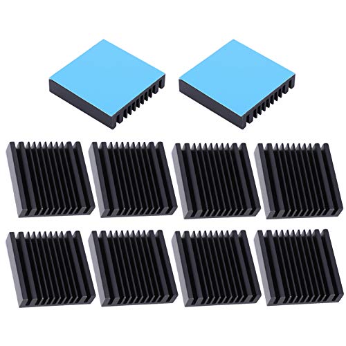 10 Stück 40mm Kühlkörper zum Kleben Kit, 40x40x9mm mit Wärmeleitendem Klebstoff, Aluminium Kühlrippen Kühlkörper für CPU Transistor