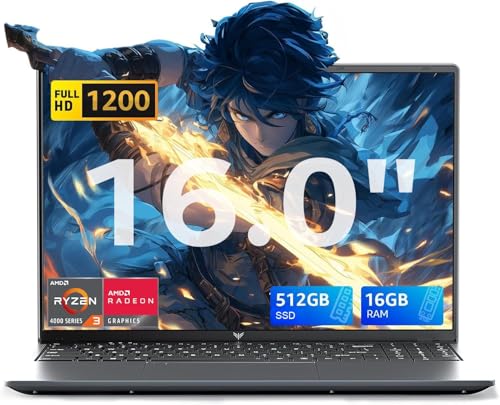 KAIGERR 16 New Laptop Ryzen 3 4300U up to 3 7 GHz (Beat N95/N150/3500U/3200U) 16GB RAM 512GB SSD Expansión 2TB Laptop Computer Windοws 11 Laptop 1920P FHD Display WiFi 6 USB3.2 Type_C