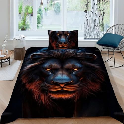 Housse de couette animaux lit simple 135x200cm microfibre taies oreiller