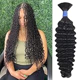 Deep Wave Bulk Human Hair for Braiding No Weft 24 Inch 100g One bundles100% Unprocessed Brazilian Virgin Human Hair Bulk for Micro Braids Wet and Wavy Deep Bulk Human Hair Braids Extension
