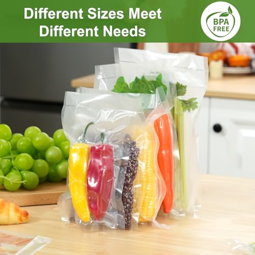 Image of Moretoes 100pcs Vacuum Sealer Bags, Food Saver Bags 50 Gallon 11 inchx 16 inch and 50 Quart 8 inch x 12 inch, BPA Free, Pre-cut Commercial Grade Vac Seal Meal Bags for Food Storage, Meal Prep or Sous Vide