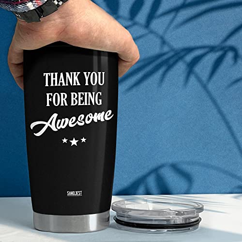 Sandjest Thank You For Being Awesome Tumbler Gift Set - Birthday, Christmas, Appreciation Inspirational Gifts For Women, Men, Coworkers - 20Oz Stainless Steel Insulated Coffee Travel Mug #TOP4