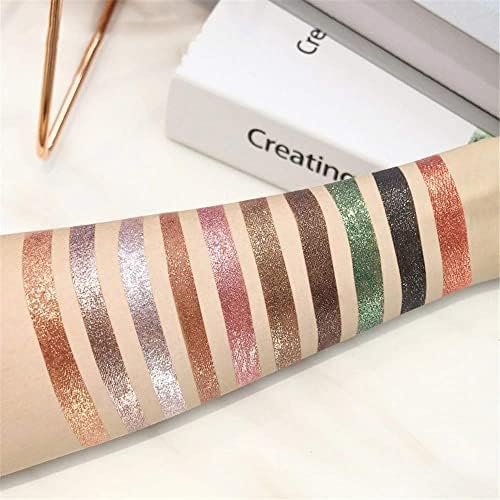 10 Colors Dazzling Glitter Liquid Eyeshadow Metallic Shiny Shimmer Long Lasting Waterproof Highly Pigmented Glow Eye Shadow Kit Sparkle Diamond Pearlescent Eye Makeup Cosmetic