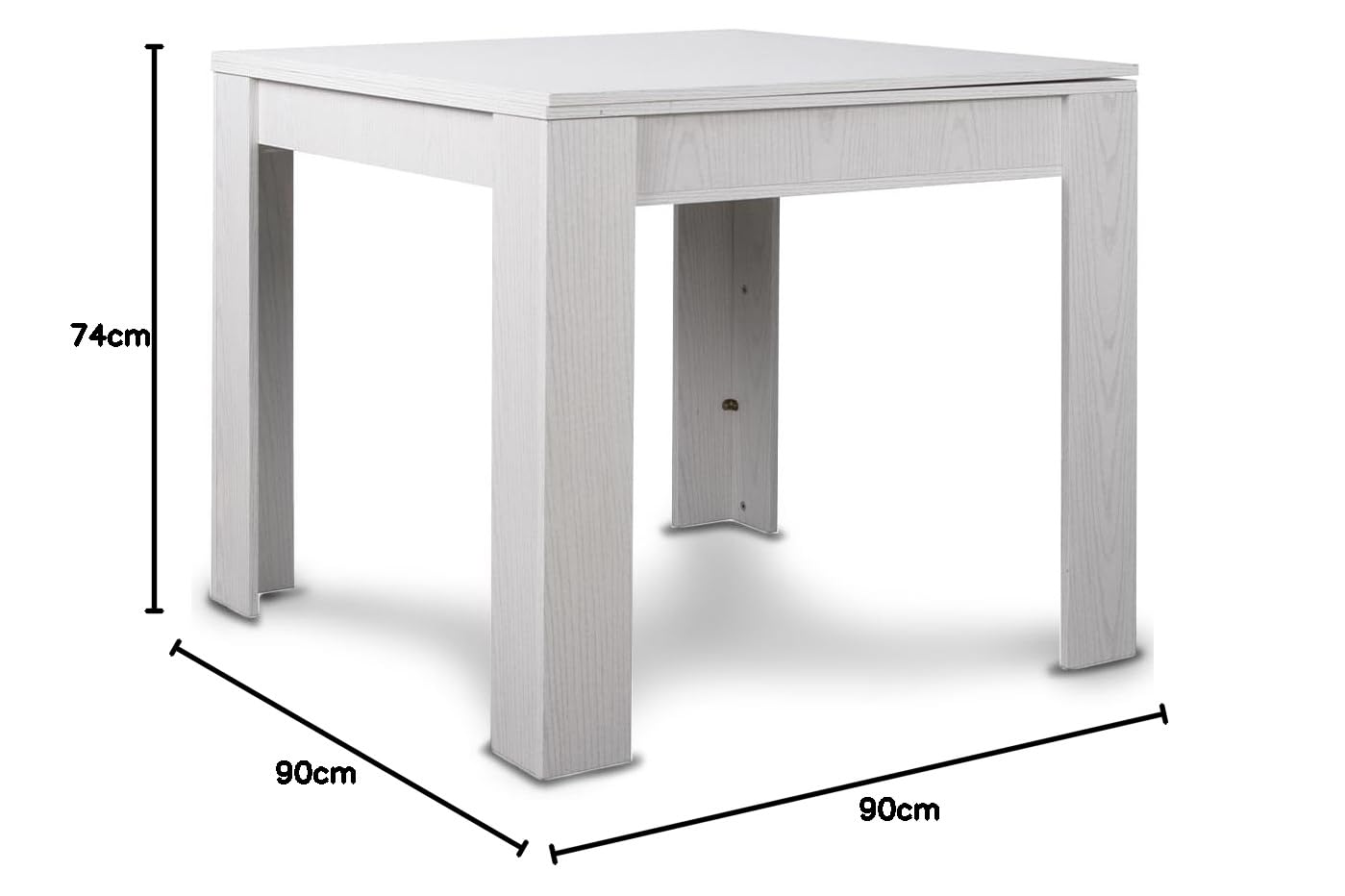 BAKAJI Tavolo Quadrato Allungabile 90x90 cm, Apertura a Libro, Design Moderno Ribaltabile, Apribile 4-8 Posti, Ideale per Sala Pranzo, Soggiorno, Cucina, Arredamento Interno (Bianco Frassinato)
