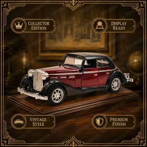 Image of 1:36 Scale Vintage Die Cast Car Model Pull Back Action Open Door Metal Body Classic Collectible Toy Car Detailed Interior Display Gift for Kids