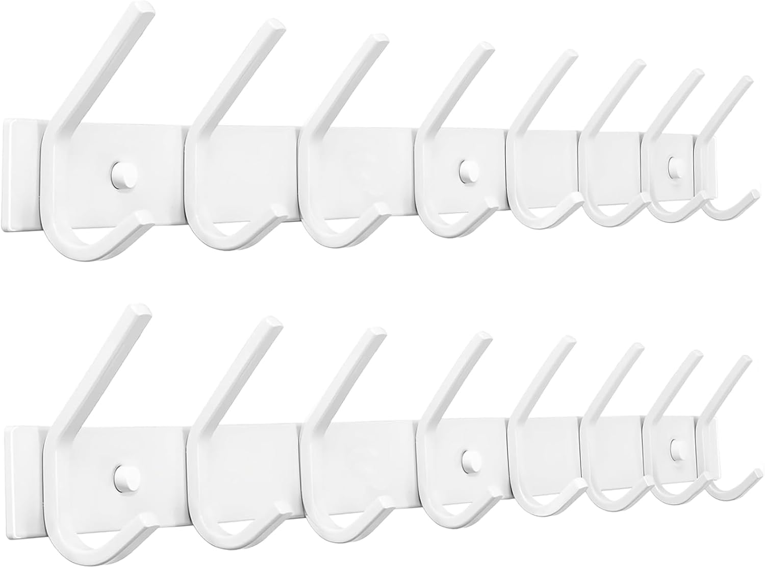 FANYITY 2 Pack White Coat Rack Wall Mount,24 Inch Coat Hooks for Wall, Entryway Coat Hanger Wall Mounted with 8 Double Dual Hooks for Purse Jacket Hat