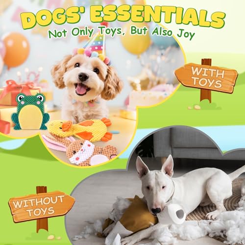 Image of XIUGOAL Dog Toys to Keep Them Busy, 3 Pack No Stuffing Interactive Dog Toys with Crinkle, Squeaky Puppy Chew Toys for Small, Medium Breeds