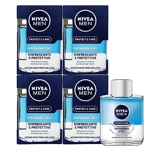 Nivea Men Protect & Care Balsamo Dopobarba 2in1 Rinfrescante e Protettivo - 4 Flaconi da 100 ml