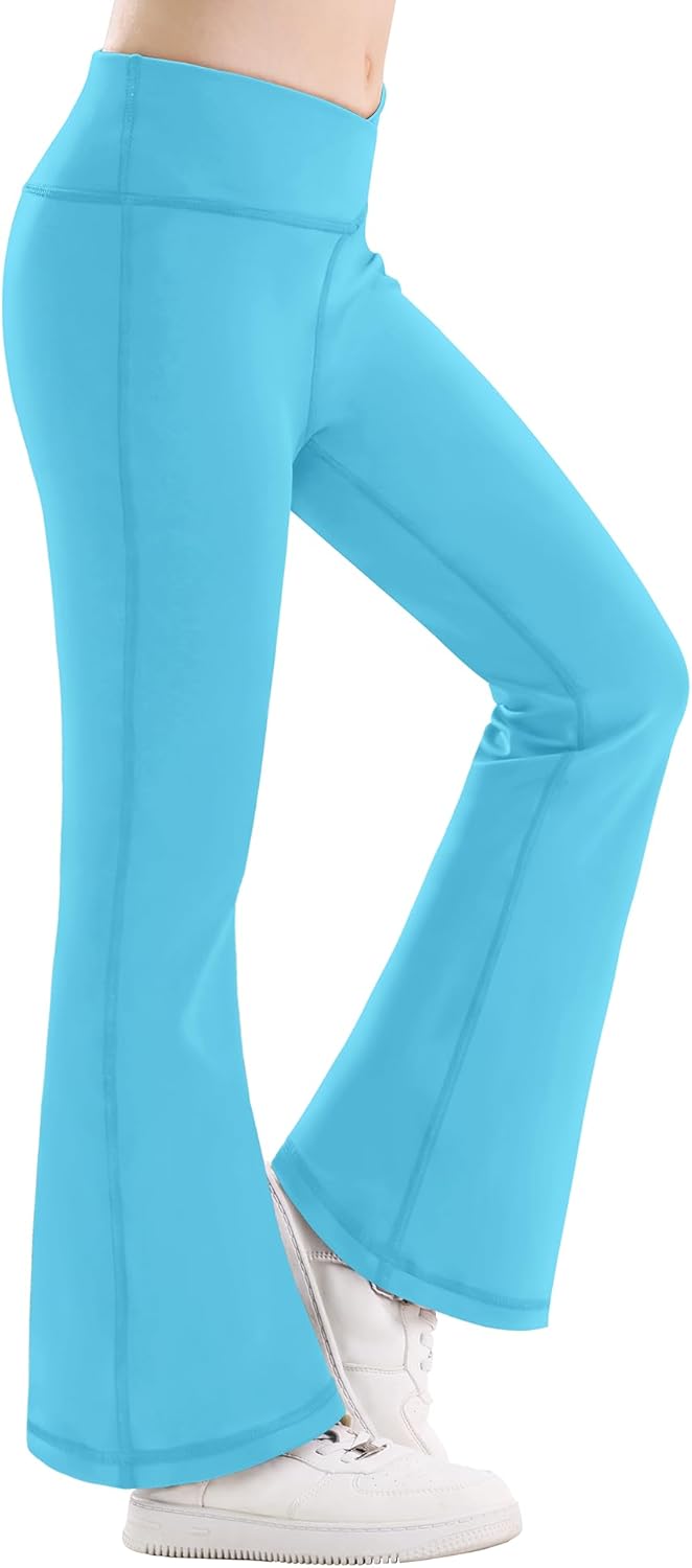 Girl's Leggings Flare Pants Cross High Waisted Yoga Bootcut Pants Toddler Kids Youth Full Length Bell Bottoms Legging