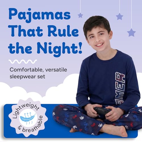 Image of US Angels Boys Pajamas Set | 3-Piece Pant, Shirt, Shorts Sleepwear Pjs for Kids | Loose Fit, Soft, Breathable Blue Plaid