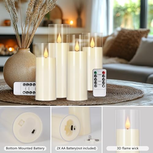 Image of 24-Pack LED Flameless Candles(14 /16 /18cm) with 4 Timers Remote - 3D Flickering Flame, Clear, Perfect Decor for Home & Events.