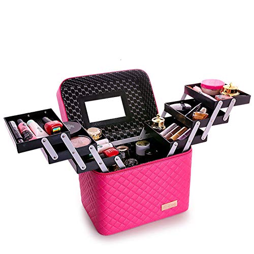 Preisvergleich Produktbild Serious Lamp Reise Kulturtasche Damen Kulturbeutel mit Spiegel Kosmetiktasche Waschtasche für Kinder Frauen Mädchen,Rose red