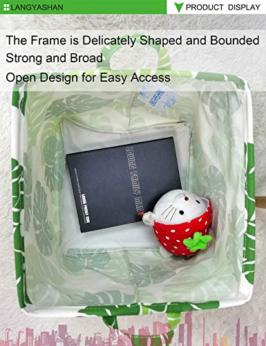 Image of Square Storage Baskets Waterproof Canvas Children Laundry Nursery Hamper for Shelves Gift Baskets Toy Organizer Room Decor (Square leaf)