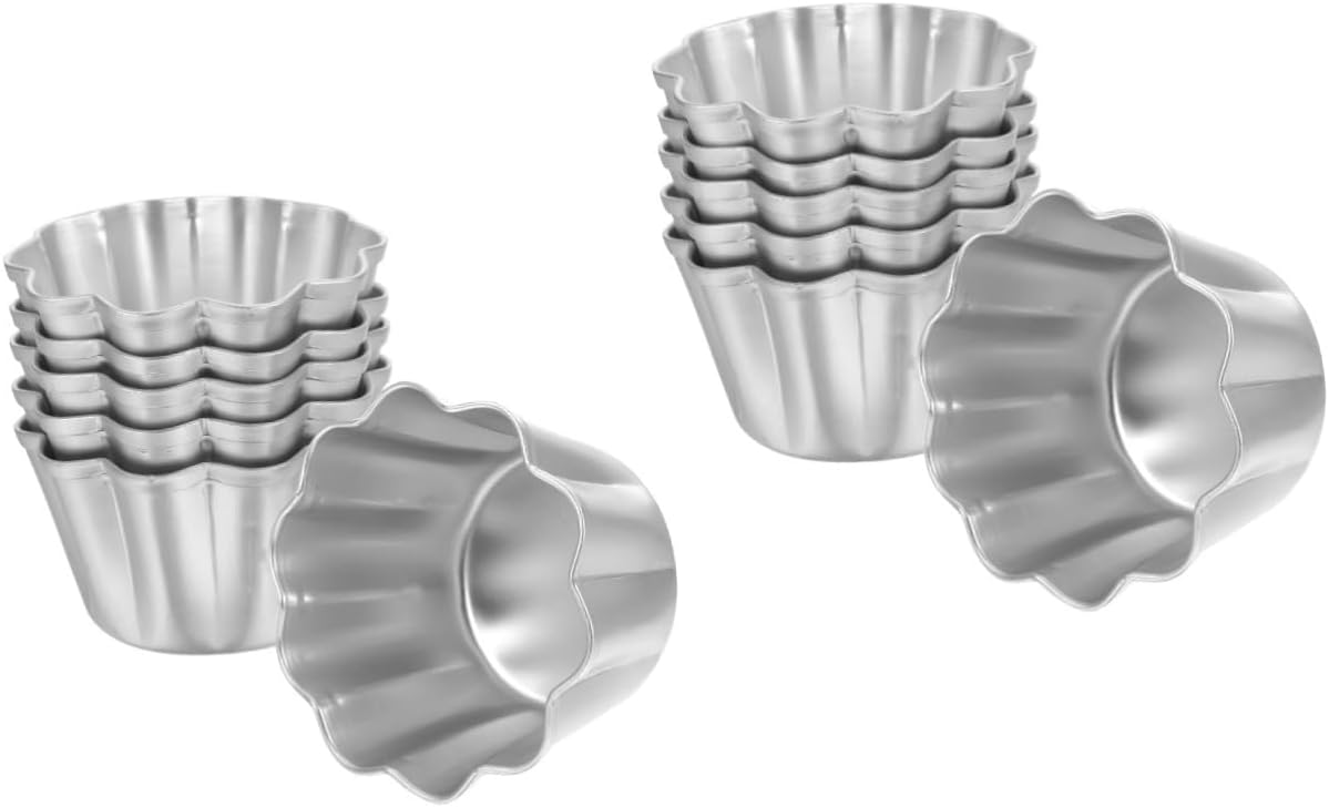 LABRIMP 12pcs Egg Tart Molds Baking Molds Non-stick Muffin Ramekins Heat-resistant