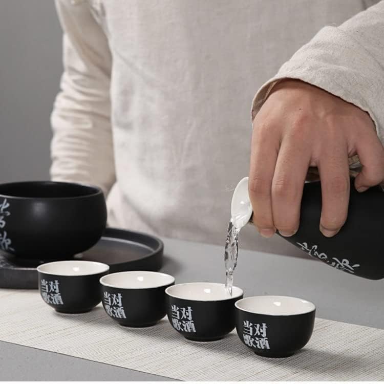 Sake Cup Set,Gift for Beer Cup,Traditional Sake Set, Sake Set,Vintage Ceramic Sake Bottle,1 Sake Bottle, 4 Sake Cups, 1 Sake Tank,Cold/Warm/Hot Sake Carafe, Special Japan