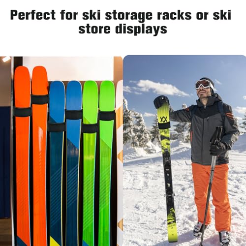 Skibänder Klett Ski Strap, 2 Stück Verstellbare Nylon Skigurte mit Klettverschluss, Skier Befestigungsbänder Skiband Klett Skiclip Ski-Klettband, Ski Zubehör für Skibretter Skistöcke Skiausrüstung