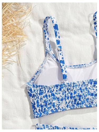 Girl's Ditsy Floral Bikini Set Spaghetti Strap Smocked Bathing Suit Two Piece Swimsuit4