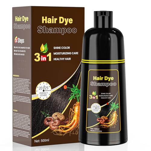 Dunkelbraun Haarfärbe darkbrown hair dye shampoo 3 in 1 Haarfärbe shampoo für Frauen & Männer für graue Deckung für sofortige & pflanzliche & natürliche (Dunkelbraun)