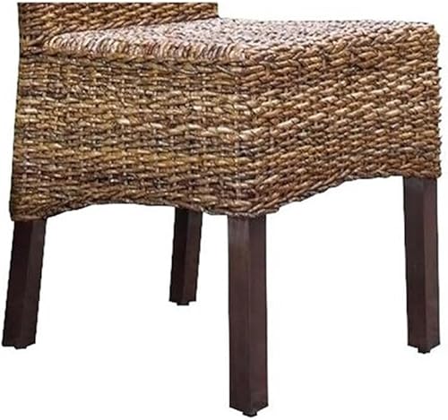 Miniatura 9 de BOWERY HILL Silla de comedor tejida a mano de 40 pulgadas de alto, estilo hoja de abacá, ratán y marco de madera, tamaño estándar perfecto para la