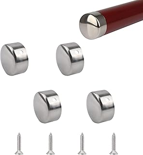 UFURMATE Handrail End Cap, 4PCS 201 Stainless Steel Round Handrail End Caps Staircase Steps Hand Rail End Cover Handrail Fittings for 45mm Handrail
