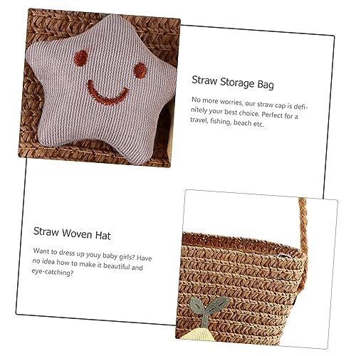 BESPORTBLE Summer Breathable Straw Sun Hat with Wide Brim and Adorable Straw Shoulder Bag for Childrens Beach Sun Protection in Khaki Lightweight and Comfortable2