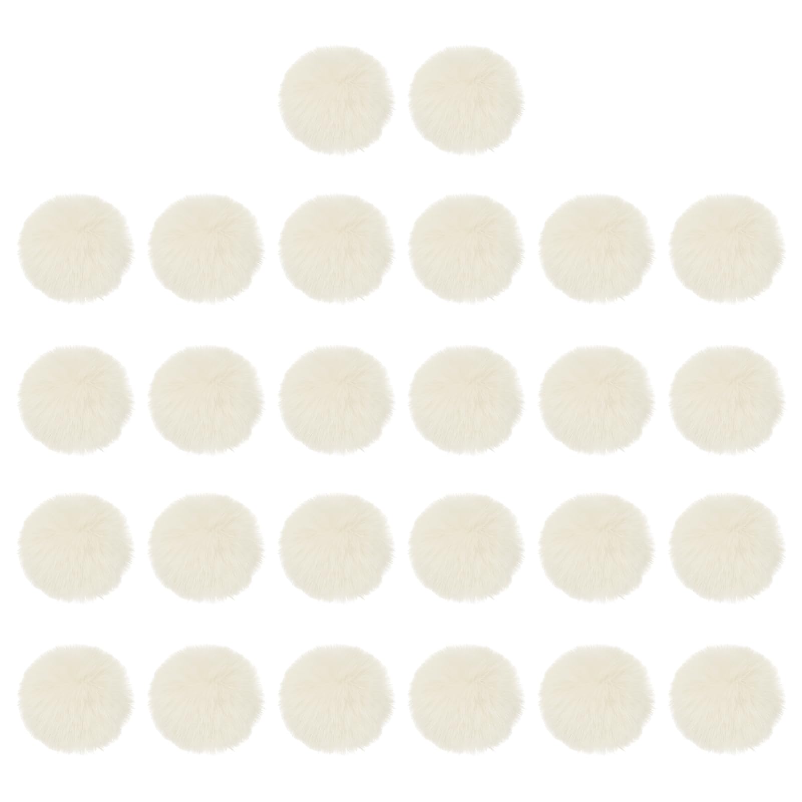 Pompons en fausse fourrure pour chapeaux beige 26 pièces élastiques