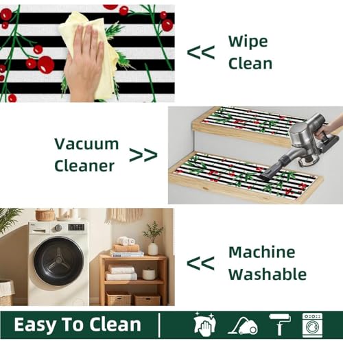 15 peldaños antideslizantes de Navidad con rayas negras y blancas para escaleras de madera 8