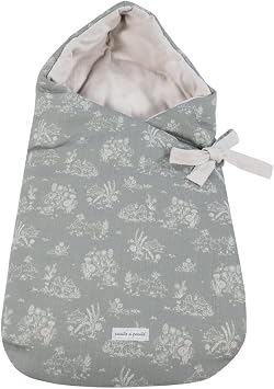 Pasito a Pasito Hood Toile de Jouy Green Kap onlu Kundak Bebek Battaniyesi,%100 Pamuk Yenido an Kundak  rt s , Hastane  k  ve Puset Kullan m na Uygun, Unisex
